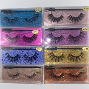 3D Vegan Korean Silk False Eyelashes with Curling Wand-Sold in Sets of 2 ONLY